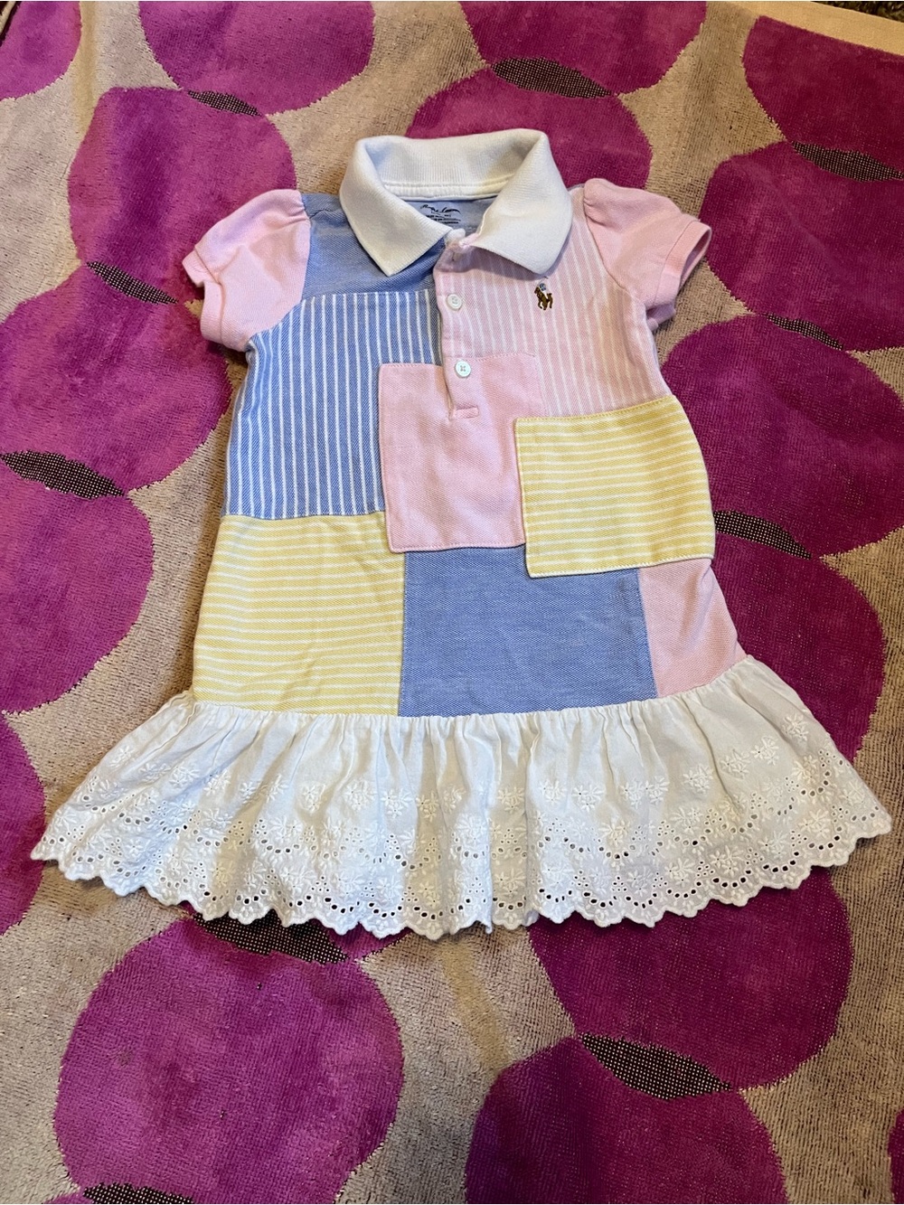 Ralph Lauren Baby Girls Patchwork Polo Dress